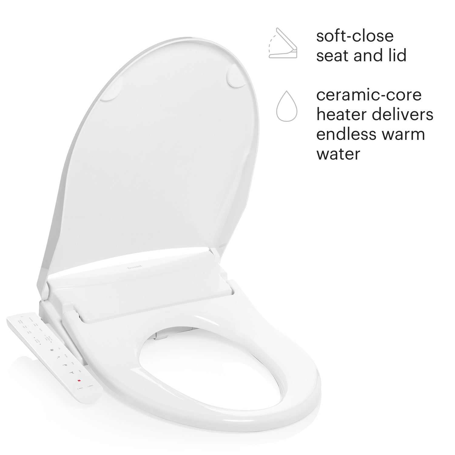 Brondell ELONGATED T22 Thinline Luxury Bidet Toilet Seat WHITE With Side Arm Control
