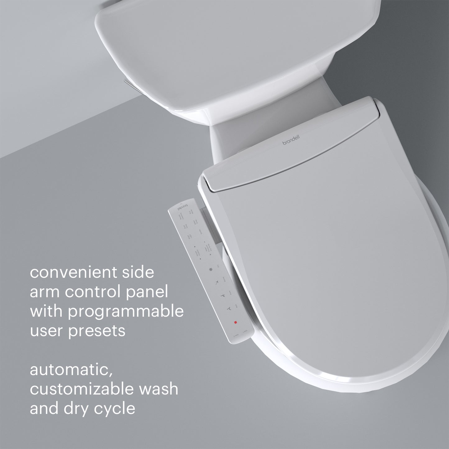 Brondell ELONGATED T22 Thinline Luxury Bidet Toilet Seat WHITE With Side Arm Control