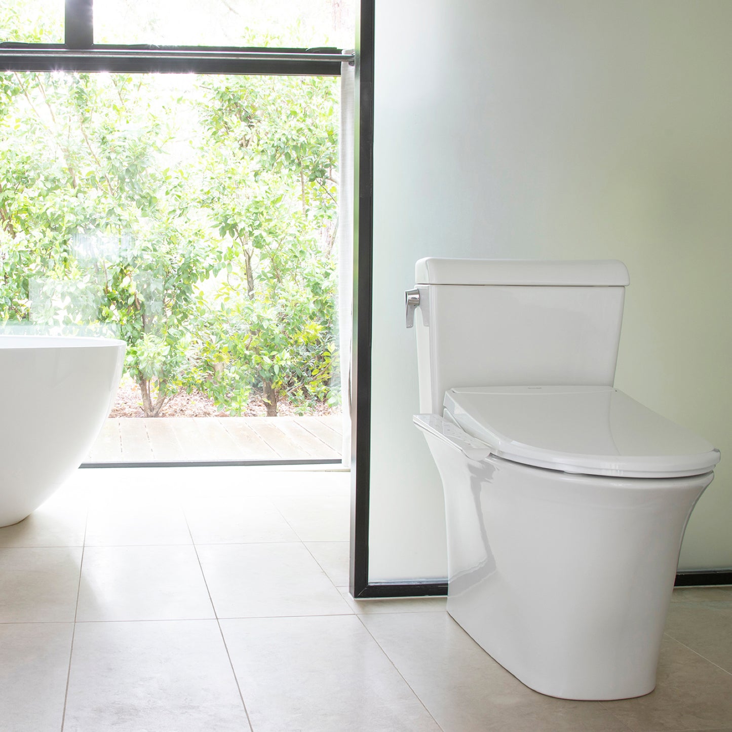 Brondell ELONGATED T22 Thinline Luxury Bidet Toilet Seat WHITE With Side Arm Control