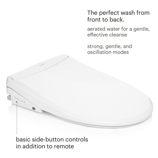 Brondell ELONGATED T44 Thinline Luxury Bidet Toilet Seat With Remote White New