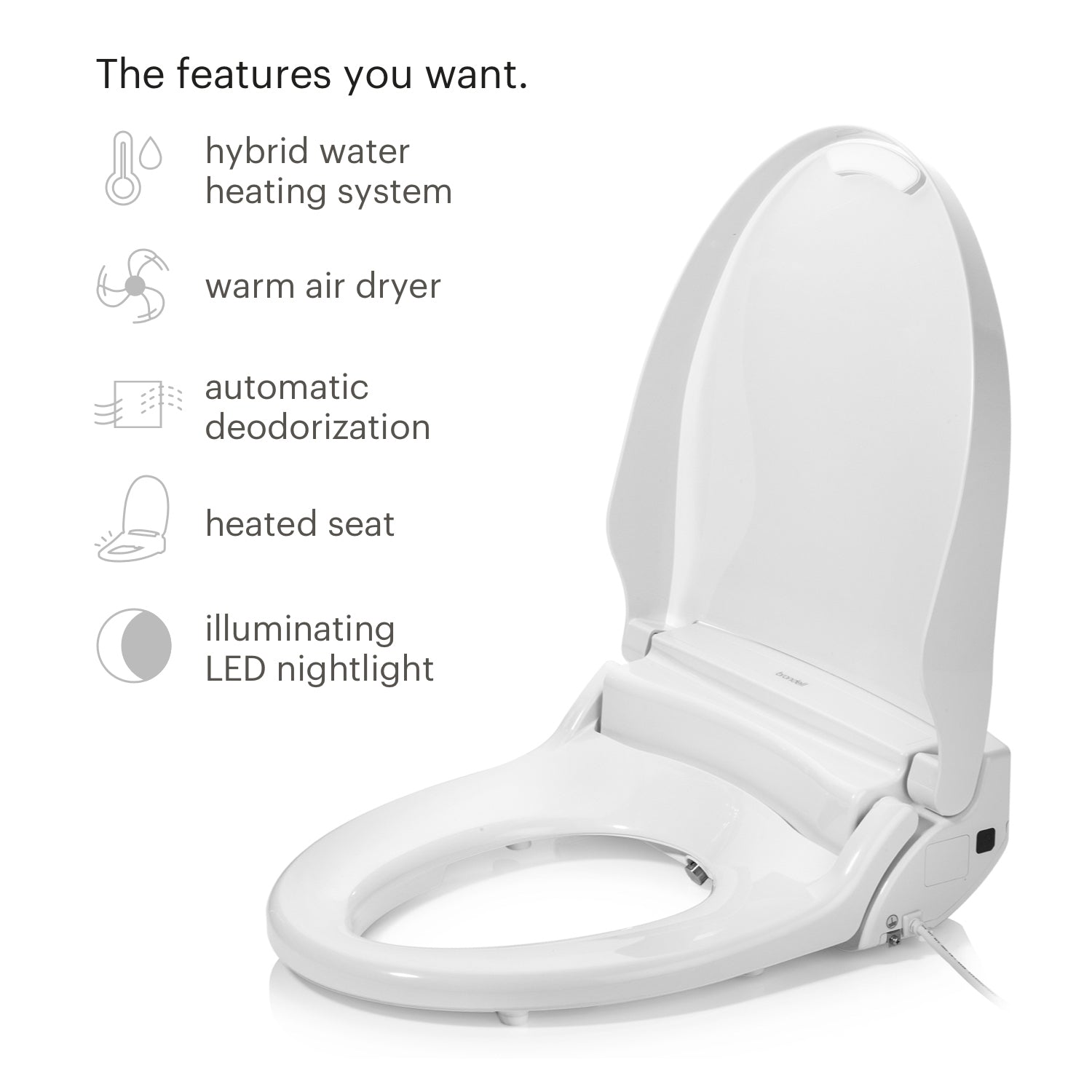 Brondell ELONGATED Swash DR802 Advanced Bidet Toilet Seat with Remote Control, Premium Comfort with Warm Dryer & Deodorizer
