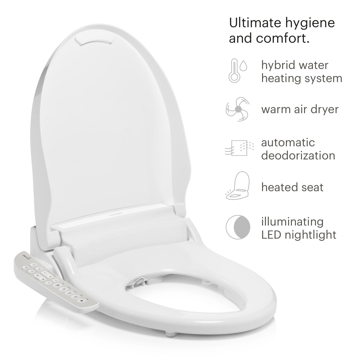Brondell - ROUND DR801 WHITE Swash Select Advanced Bidet Seat With Sidearm Control