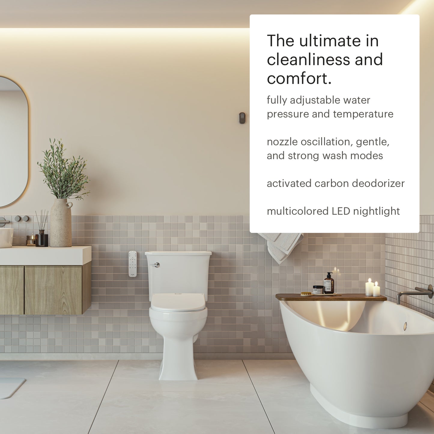Brondell Elongated Swash Eco Thinline T66 Electronic Luxury Bidet Toilet Seat
