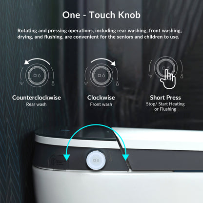 Control knob with washing and heating functions on a dark background