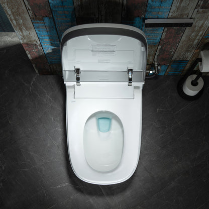 White toilet with a closed lid in a bathroom setting