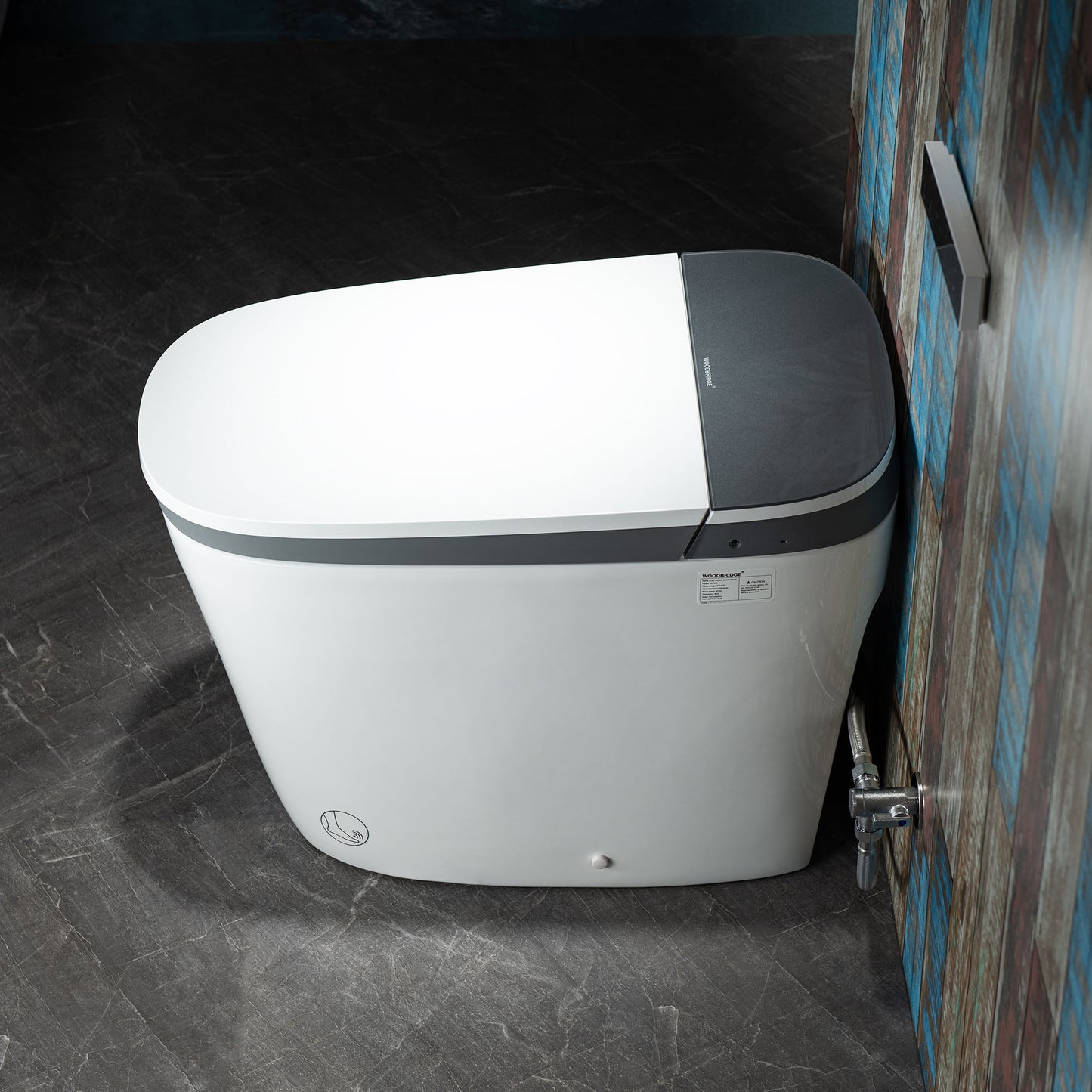 Modern toilet with a closed lid in a bathroom setting